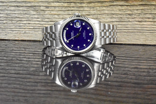 Tudor Prince Date 76214 RARE Blue Diamond Dial Automatic Full Set 2016