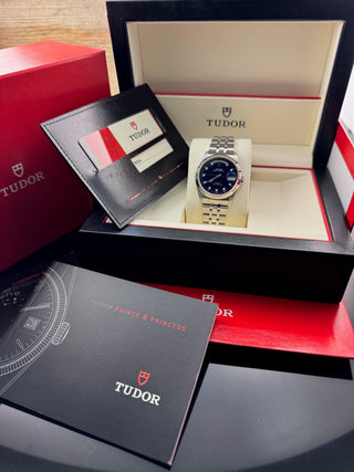 Tudor Prince Date 76214 RARE Blue Diamond Dial Automatic Full Set 2016