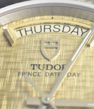 Tudor Prince Date Day 76213 NOS VINTAGE Gold Linen Dial - Full Set 2003
