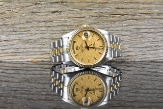 Tudor Prince Date Day 76213 SERVICE 2026 - Gold Linen Dial - Stahl Gold - 36MM