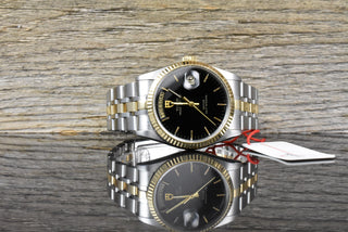 Tudor Prince Date Day 76213 Black Dial - Stahl Gold - 36mm - Automatik