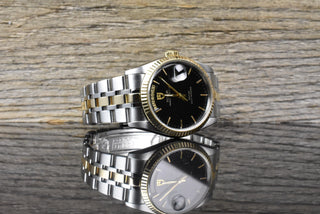 Tudor Prince Date Day 76213 Black Dial - Stahl Gold - 36mm - Automatik
