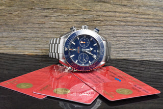 Omega Seamaster Planet Ocean Chronograph Co-Axial 45.5 Master Chronometer Blue Keramik B&P 2016