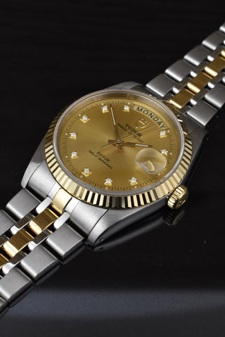 Tudor Prince Date Day 76213 Golden Diamond Dial Automatik B&P 2010