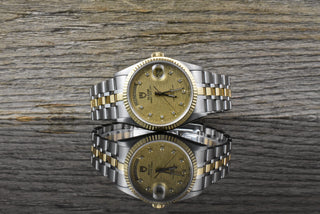 Tudor Prince Date Day 76213 Gold Linen Diamond Dial Automatik