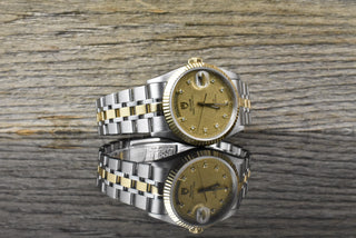 Tudor Prince Date Day 76213 Gold Linen Diamond Dial Automatik