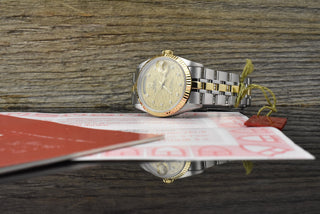 Tudor Prince Date Day 76213 Gold Linen Diamond Dial Automatik