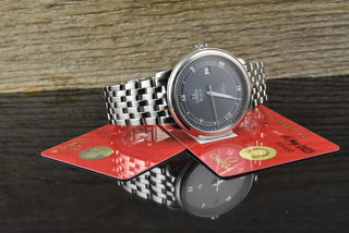 Omega De Ville Prestige Co-Axial 40MM Vintage Blue Automatik B&P