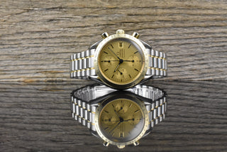 Omega Speedmaster Date 39 Automatik TIP TOP VINTAGE Stahl / Gold langes Armband