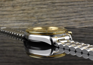 Omega Speedmaster Date 39 Automatik TIP TOP VINTAGE Stahl / Gold langes Armband