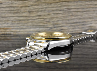 Omega Speedmaster Date 39 Automatik TIP TOP VINTAGE Stahl / Gold langes Armband