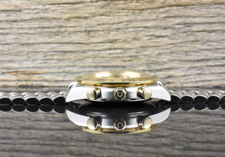 Omega Speedmaster Date 39 Automatik TIP TOP VINTAGE Stahl / Gold langes Armband