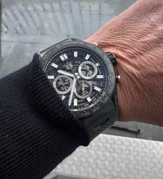 TAG Heuer Carrera 02 Carbon Skeleton Chronograph 45MM SERVICE 2026 B&P 2019
