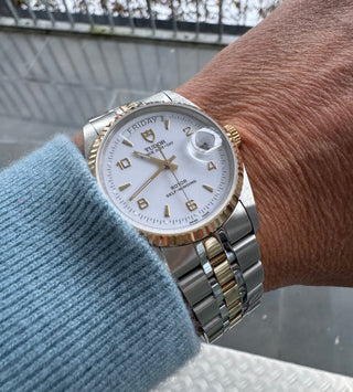 Tudor Prince Date Day 76213 Very Rare White Dial Automatik - Full Set