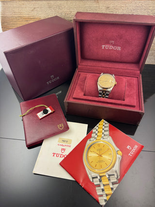 Tudor Prince Date Day 76213 NOS VINTAGE Gold Linen Dial - Full Set 2003