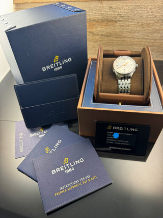 Breitling Premier Day Date 40 A45340 Silver Dial & Roségold Hands Full Set 2019