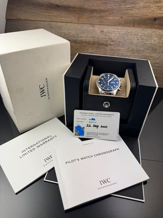 IWC Fliegeruhr Chronograph Le Petit Prince Blue Dial Automatic Full Set 2021