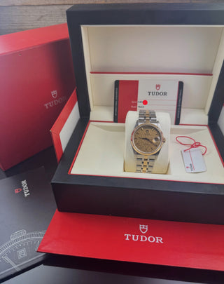 Tudor Prince Date Day 76213 Gold Linen Dial - Stahl Gold - 36MM - Automatik