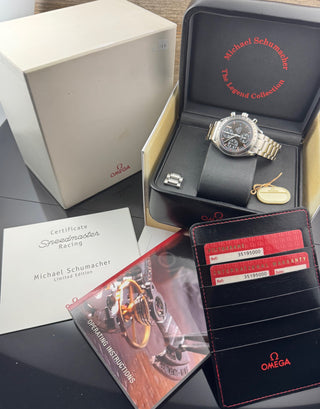 Omega Speedmaster Racing Date 39 Limited Michael Schumacher 3519.50 Carbon Dial Full Set