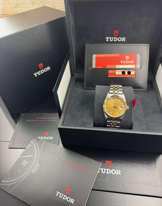 Tudor Prince Date Day 76213 Golden Diamond Dial Automatik B&P 2010