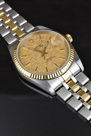 Tudor Prince Date Gold Linen Dial 74033 unpoliert - Vintage Zertifikat